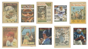 Baseball and Football Signed Publication Lot With 9 Signatures Including Unitas (2), Killebrew, and Manning